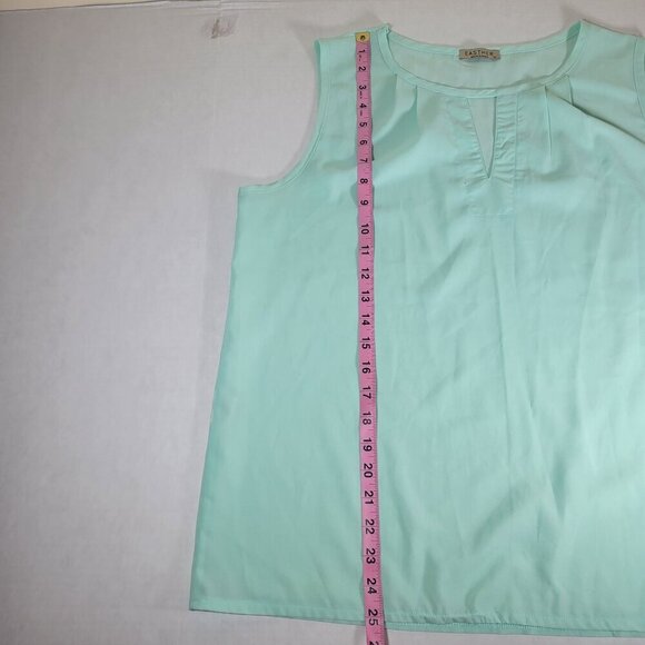 Easther Women Classic Professional Casual Light Green Keyhole Sleeveless Top XL - Picture 5 of 7